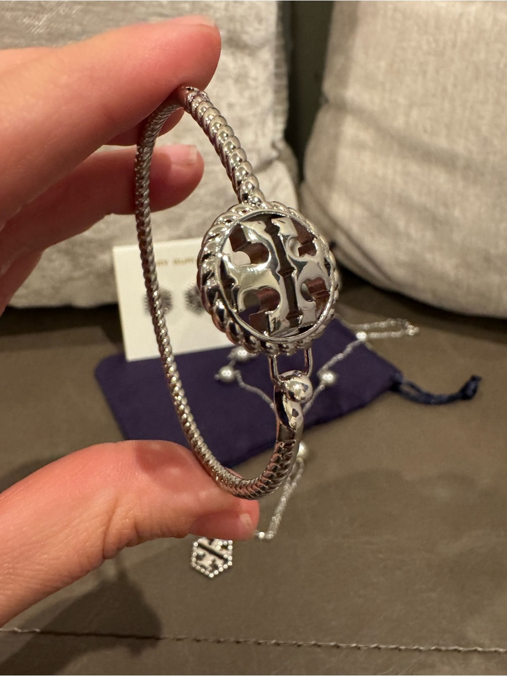 Tory Burch Silver Tone Necklace, Earring and Bracelet Set - Picture 4 of 8
